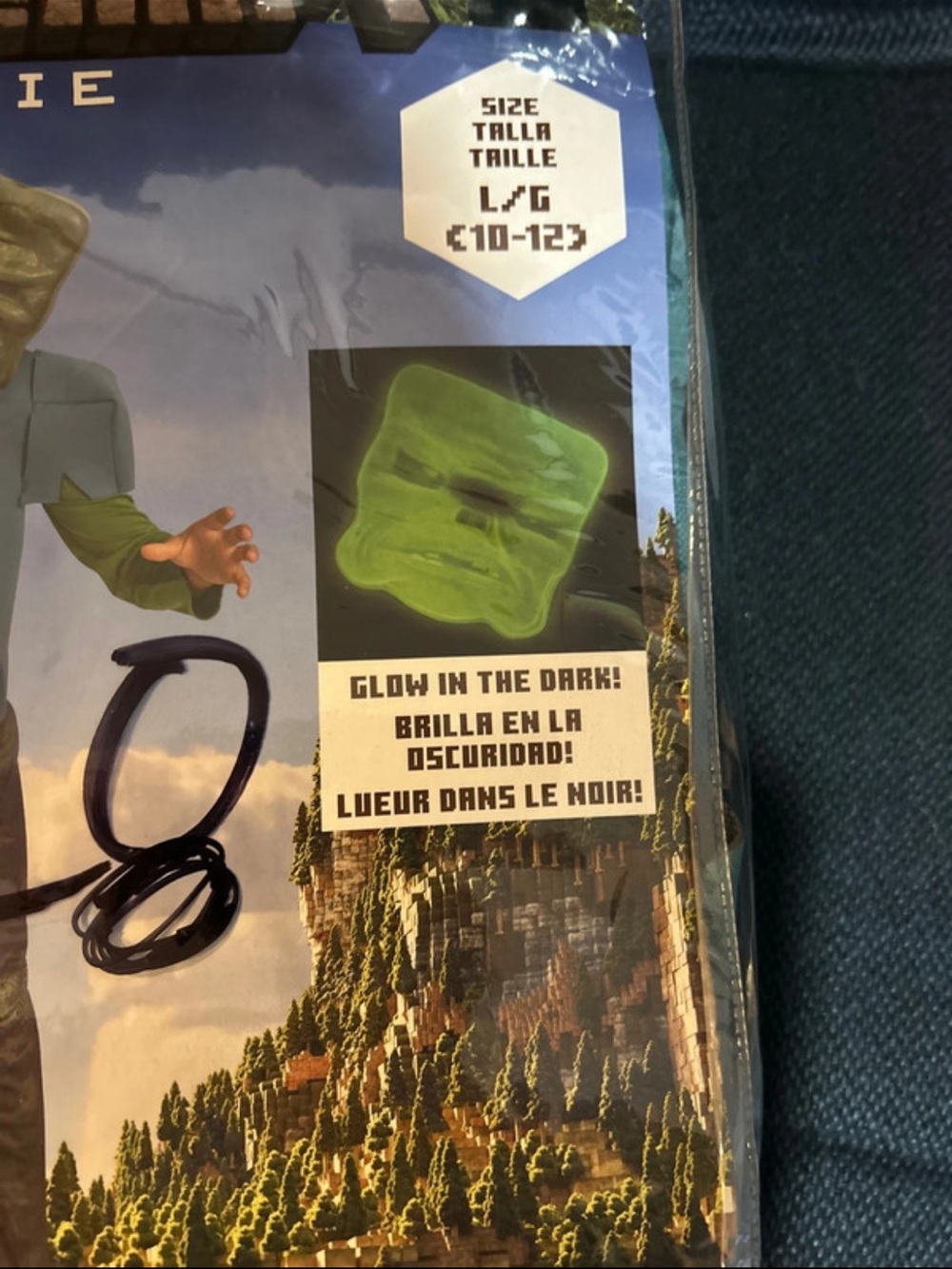 Minecraft Movie Kids Zombie Costume with Glow-In-The-Dark Mask - Blue & Green - Picture 4 of 7